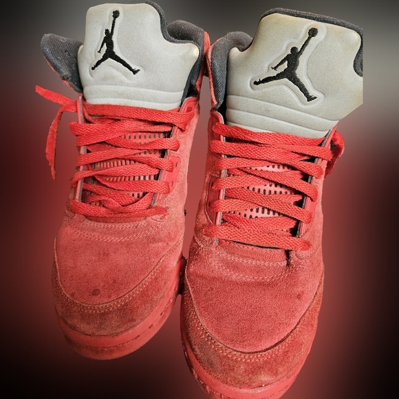 AIR JORDAN 5 RETRO RED SUEDE (GS) 440888-602 size 7Y - Picture 2 of 7